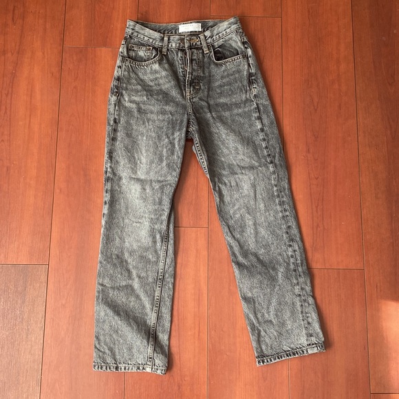 Topshop Black Washed Out Straight Leg Jeans - Picture 3 of 3